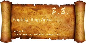Papity Boglárka névjegykártya